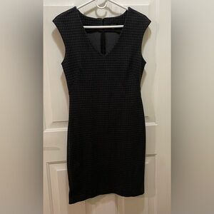 Ann Taylor Black Sleeveless Sheath Dress V-Neck Midi